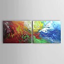 Hand-painted Abstract Oil Painting with Stretched Frame - Set of 2