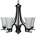 60W E27 5-luz de lámpara de hierro minimalista con cortinas de cristal