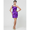 Sheath/ Column One Shoulder Short/ Mini Stretch Satin Bridesmaid Dress