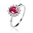 Charmant argent 925 Natural Ruby Ring (0.9carat) (5 * 7mm)
