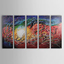 met de hand geschilderd abstract olieverfschilderij met gestrekte frame - set van 5