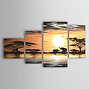 Hand-painted Landscape Oil Painting with Stretched Frame - Set of 4
