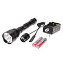 SkyRay 3xT6 5-Mode 3 x Cree XM-L T6 LED Flashlight Set with Remote Pressure Switch (3800LM, 2x18650)