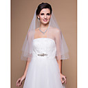One-tier Elbow Wedding Veil With Beaded Edge