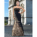 Trumpet/Mermaid Strapless Floor-length Satin And Taffeta Evening Dress With Beading