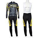 Kooplus Road Yellow Series Men's Fleece Long Sleeve Suits with BIB Tights