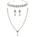 Amazing Alloy With Rhinestone / Imitation Pearls Women's Jewelry Set Including Necklace,Earrings,Tiara