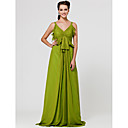 A-line V-neck Floor-length Chiffon Bridesmaid Dress