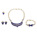 Plaqué or Wintersweet Blue Ring Boucle d'oreille Diamant Collier et Bracelet Bijoux