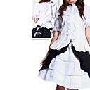Long Sleeve Knielanger weiße und schwarze Baumwolle Classic Lolita Outfit