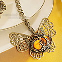 Women's Amber Cut Out Butterfly Necklace