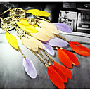 mujeres sencillos aretes de plumas