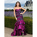 Trumpet/Mermaid Sweetheart Sweep/Brush Train Tulle Evening Dress With Tiered Skirt