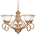 60W E14 5-luz de lámpara de estilo de palacio con cortinas de cristal