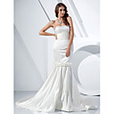 Trumpet/Mermaid Strapless Court Train Satin Evening Dress