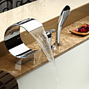 zeitgenössische Wasserfall Badewanne Wasserhahn mit Handbrause - verchromt