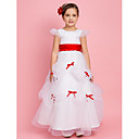 bola vestido jóia do assoalho-comprimento organza vestido da menina flor