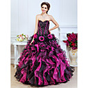 Ball Gown Sweetheart Floor-length Organza And Sequined Evening Dress With Beading And Cascading Ruffles