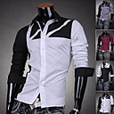 Moda Masculina Contraste cor da camisa de algodão 100%