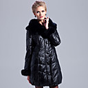 Wonderful Long Sleeve Fox Fur Shawl Collar Lambskin Leather Casual/Party Coat (More Colors)