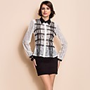TS Black And White PU Collar Lace Shirt