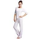 Cotton en Elastane Wit met lange mouwen Sport Yoga Suit (Tops + Broek + Bra)