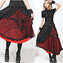 chá de comprimento algodão floral preto e vermelho de renda saia lolita gótica (cintura: 66cm-80cm)