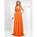 Chiffon Sheath/Column V-neck Sweep/Brush Train Evening Dress inspired by Kyra Sedgwick at Golden Globe Award