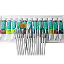 Nail Art Tip Coloured Painting Kit(15 Brushes+12-Color Polish)