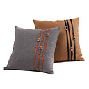 Set of 2 Leather Belt Woolen Cloth Decorative Pillow Cover