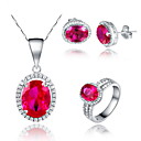Stylish 925 Silver With Rhinestone/Cubic Zirconia Women's Jewelry Set Including Necklace,Earrings,Ring(More Colors)
