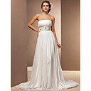 bainha / coluna strapless chiffon tribunal vestido de casamento de trem