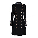 Frauen Doppel-breasted Kunstleder Splicing Tweed Long Coat