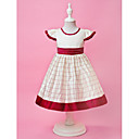 A-line | Principessa Jewel tè lunghezza raso Bella Flower Girl Dress