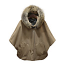 Dames Cashmere Blends capuchon Cape met Bont Detail (Slim Fit)