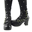Fatto a mano in pelle PU nera tacco alto 7,5 centimetri Punk Scarpe Lolita