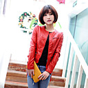 Long Sleeve Collarless PU Casual/Office Jacket (More Colors)