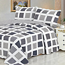 3 pcs cuadros clásicos lavada conjunto edredón de algodón