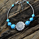 Blue Balls Vrouwen Zilveren Bloem medaille Zilveren Armband