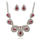en alliage belle avec des bijoux strass ensemble, y compris le collier et boucles d'oreilles