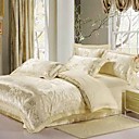 4 PCS Bege Rose Algodão Jacquard Completo / Queen Duvet Cover Defina