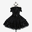 Graceful Short Sleeve Knee-length Black Cotton Princess Lolita Dress