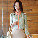 Camisa floral das mulheres de impressão com Contrastando Encerramento