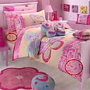 2PCS Pink Butterfly Quilted Cotton Twin Duvet Cover Set