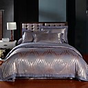 4PCS Purple Pattern Jacquard Cotton Duvet Cover Set