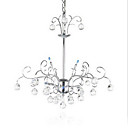 Lustre contemporâneo 120W com 6 luzes e pingentes de cristal