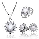 Cuprum With Cubic Zirconia / Pearl Women's Jewelry Set Including Necklace,Earrings,Ring