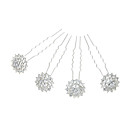 Copo de nieve de aleación con horquillas de diamante de imitación de la Mujer, 4 piezas por lote