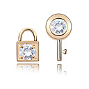 Elegant Key and Lock 18K Gold Plated CZ Cubic Zirconia Earring(More Colors)