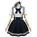 Short Sleeve Short White and Black Cotton Sailor Lolita Kleid